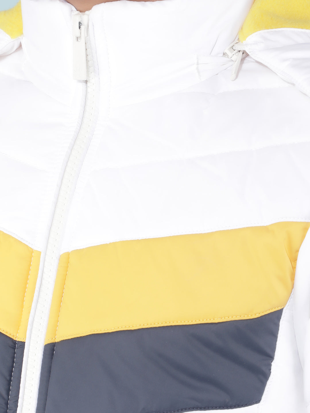 White Color-Blocked Bomber Jacket-Boys Jackets-Crimsoune Club