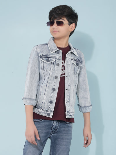 Blue Denim Jacket-Boys Jackets-Crimsoune Club