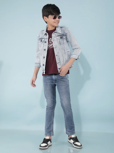 Blue Denim Jacket-Boys Jackets-Crimsoune Club