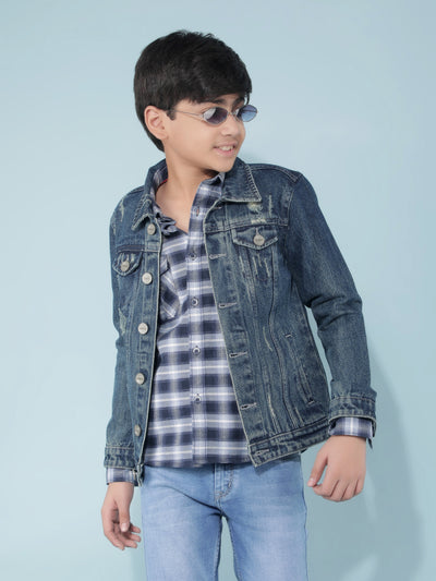 Blue Denim Jacket-Boys Jackets-Crimsoune Club