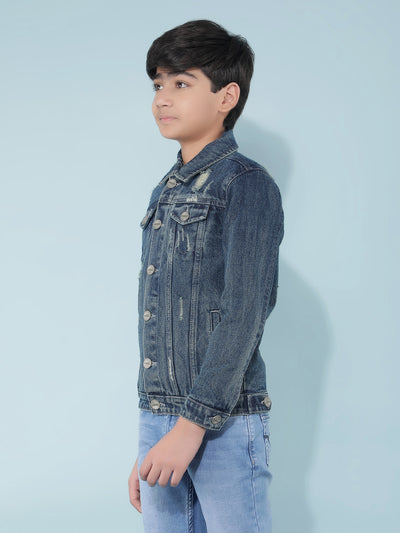 Blue Denim Jacket-Boys Jackets-Crimsoune Club