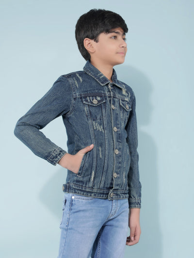 Blue Denim Jacket-Boys Jackets-Crimsoune Club