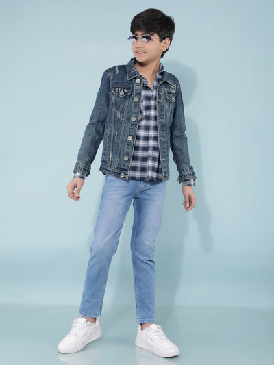 Blue Denim Jacket-Boys Jackets-Crimsoune Club