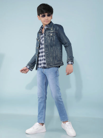 Blue Denim Jacket-Boys Jackets-Crimsoune Club