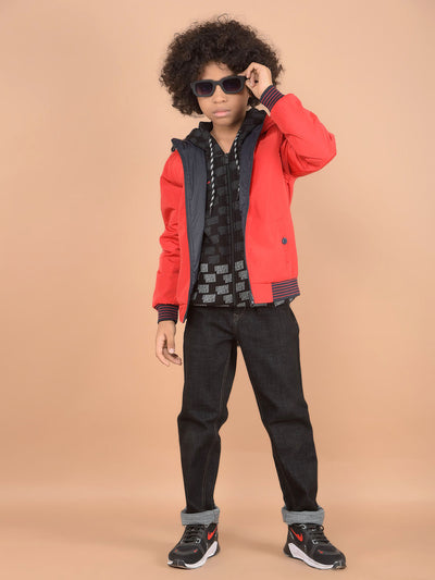 Red Reversible Hooded Neck Quilted Jacket-Boys Jackets-Crimsoune Club