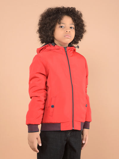 Red Reversible Hooded Neck Quilted Jacket-Boys Jackets-Crimsoune Club