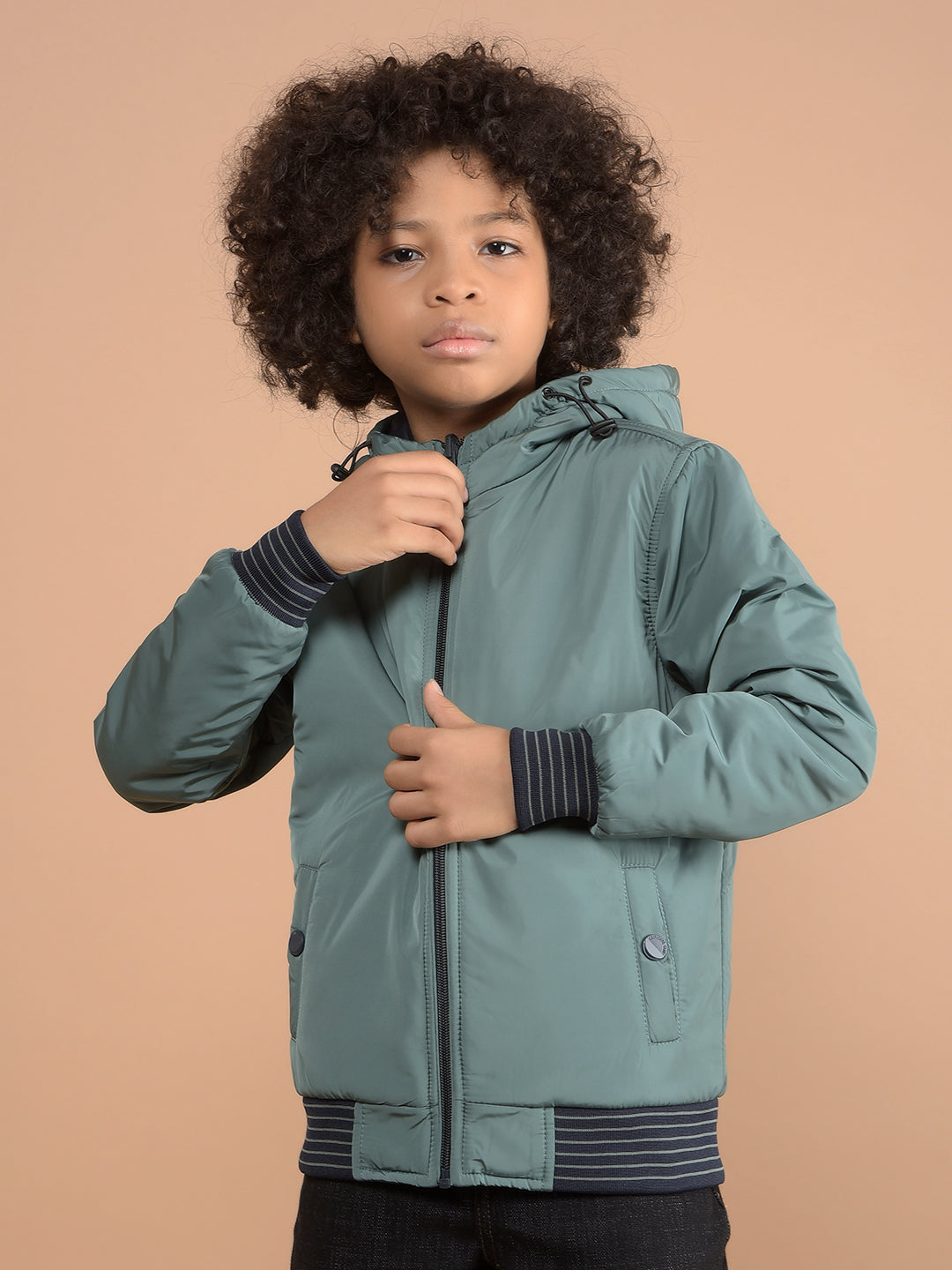 Green Reversible Hooded Neck Quilted Jacket-Boys Jackets-Crimsoune Club