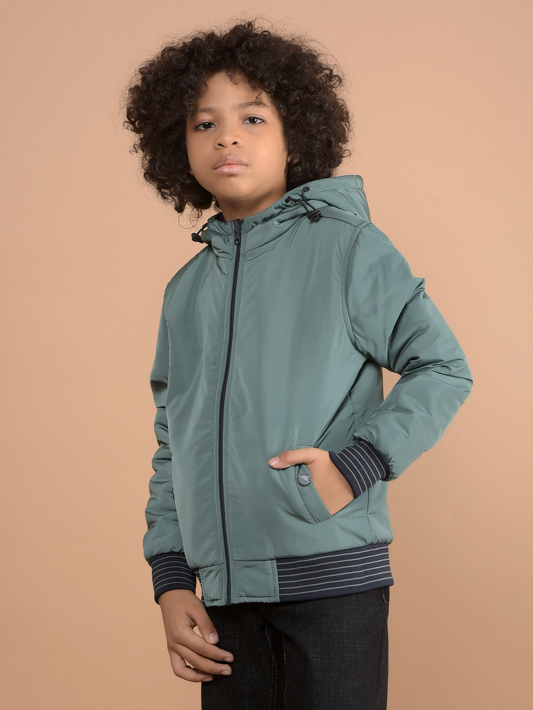 Green Reversible Hooded Neck Quilted Jacket-Boys Jackets-Crimsoune Club