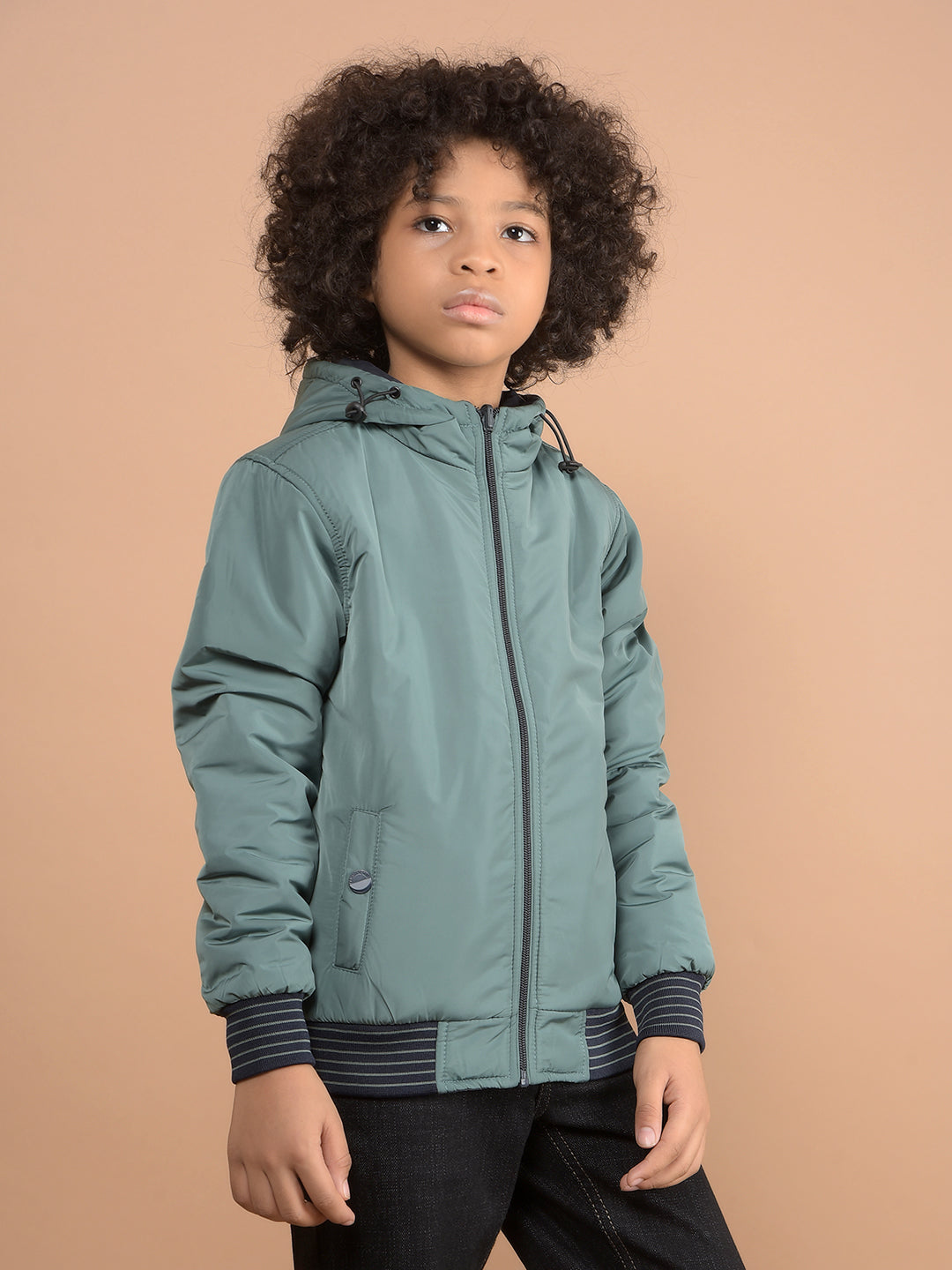 Green Reversible Hooded Neck Quilted Jacket-Boys Jackets-Crimsoune Club