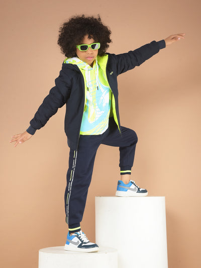 Navy Blue Hooded Reversible Jacket-Boy Jackets-Crimsoune Club