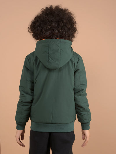 Green Reversible Hooded Neck Quilted Jacket-Boys Jackets-Crimsoune Club