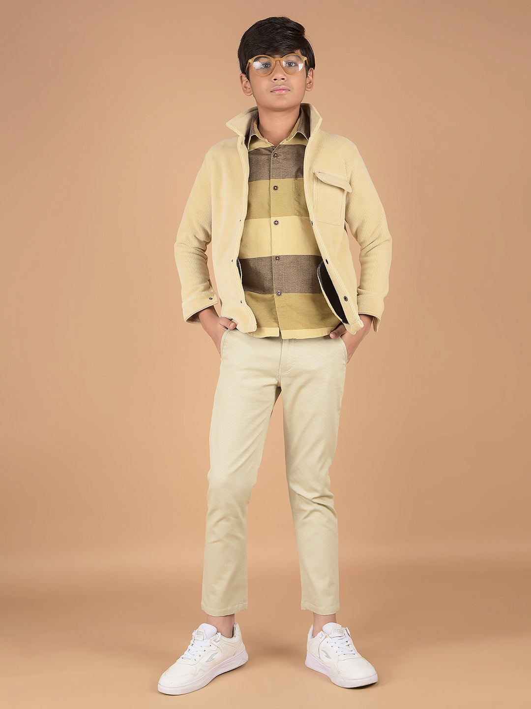 Beige Corduroy Shacket