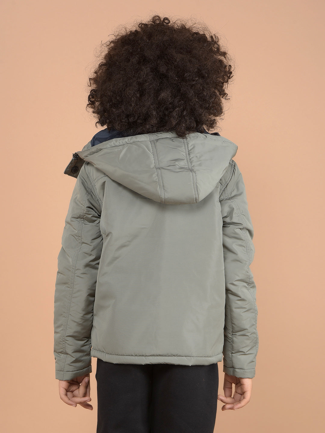 Grey Hooded Neck Quilted Jacket-Boys Jackets-Crimsoune Club