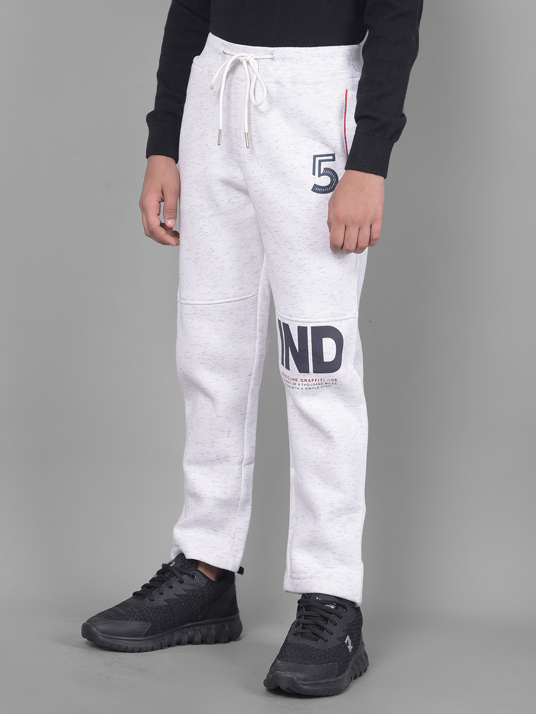 White Printed Cotton Track Pants-Boys Lounge Pant-Crimsoune Club