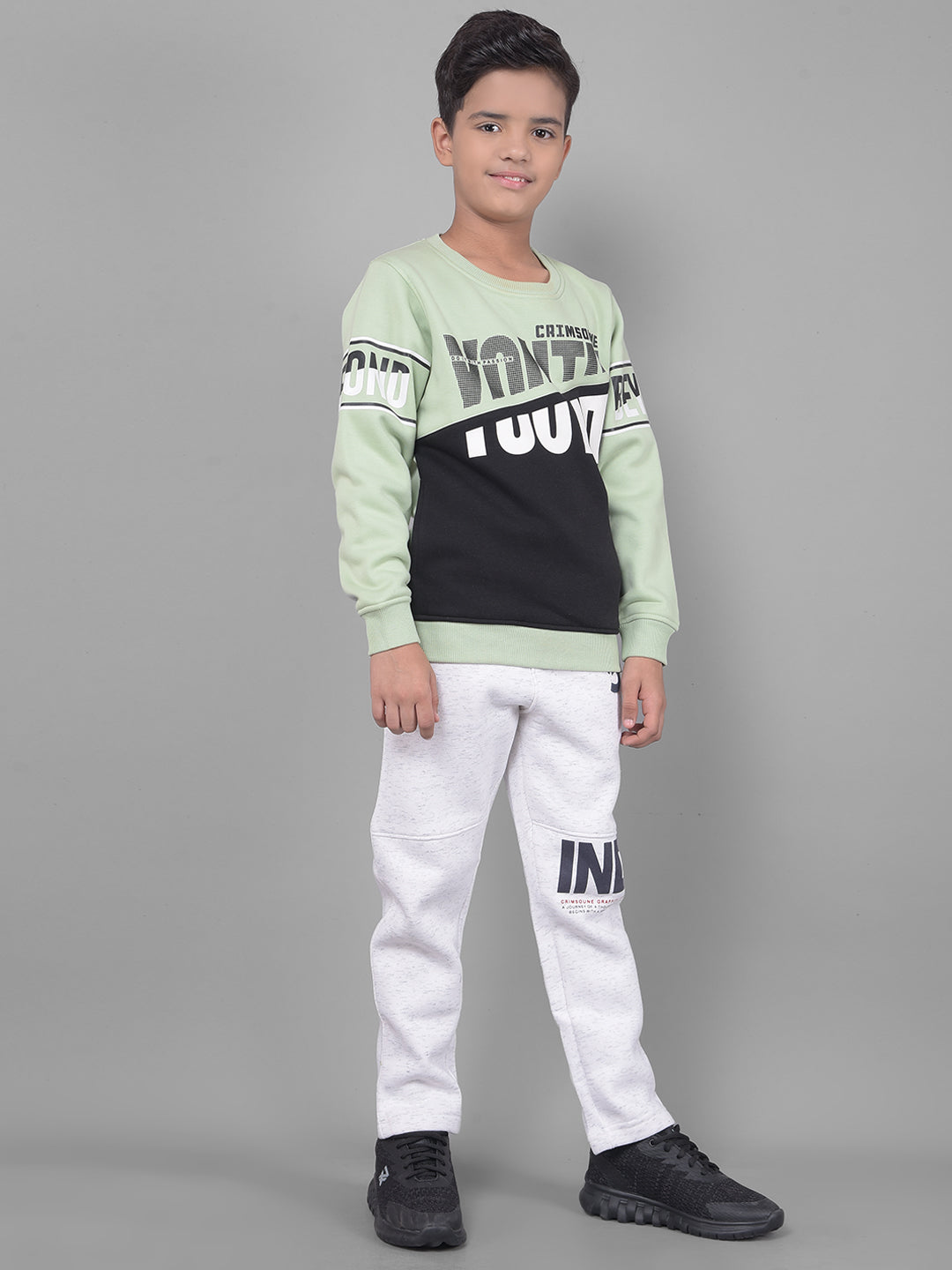 White Printed Cotton Track Pants-Boys Lounge Pant-Crimsoune Club