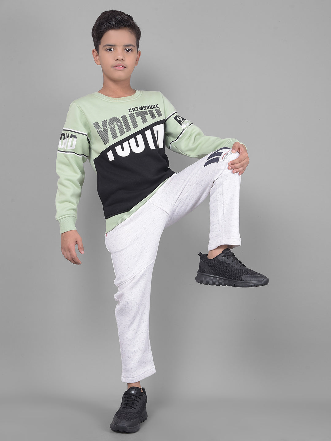 White Printed Cotton Track Pants-Boys Lounge Pant-Crimsoune Club