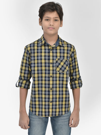 Checked Yellow Shirt-Boys Shirts-Crimsoune Club