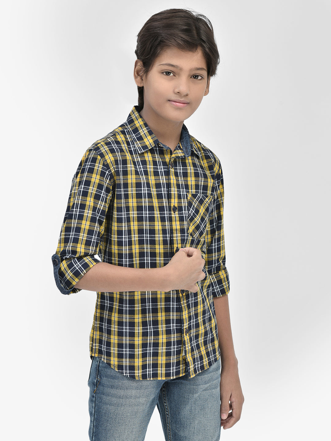 Checked Yellow Shirt-Boys Shirts-Crimsoune Club