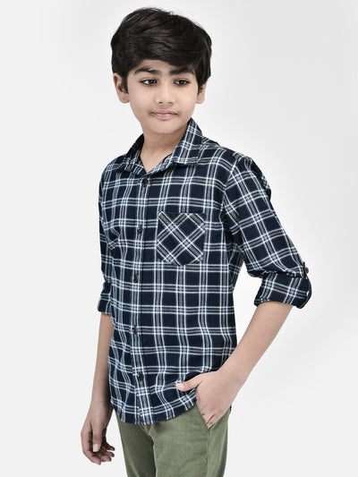 Checked White Shirt-Boys Shirts-Crimsoune Club