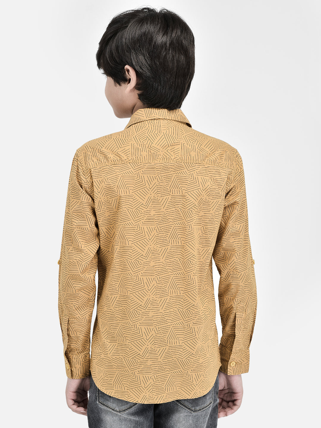 Printed Mustard Shirt-Boys Shirts-Crimsoune Club