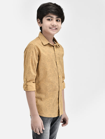 Printed Mustard Shirt-Boys Shirts-Crimsoune Club