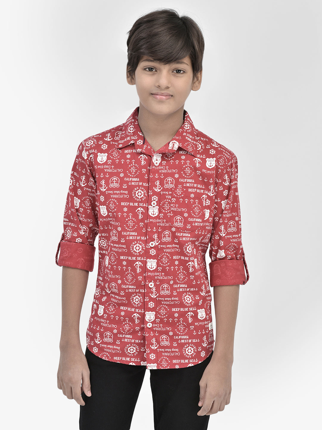 Graphic Red Shirt-Boys Shirts-Crimsoune Club