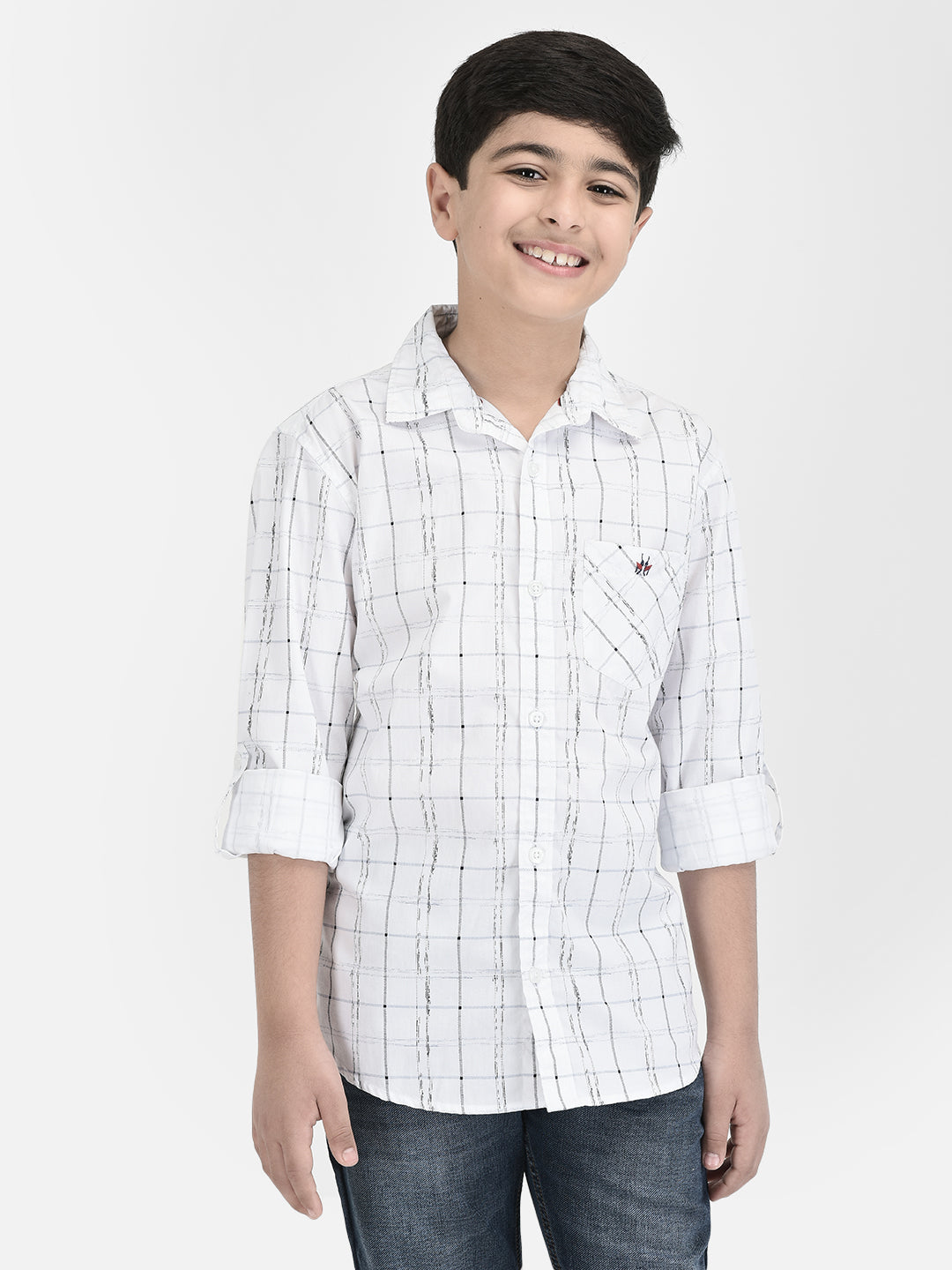 White Checked Shirt-Boys Shirts-Crimsoune Club