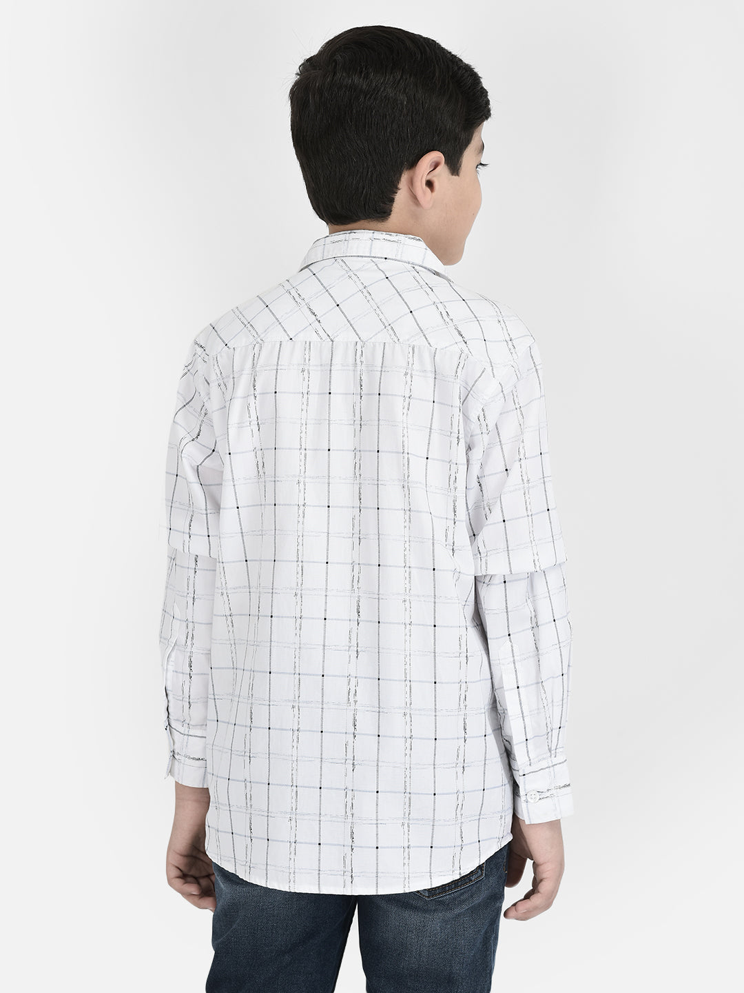 White Checked Shirt-Boys Shirts-Crimsoune Club