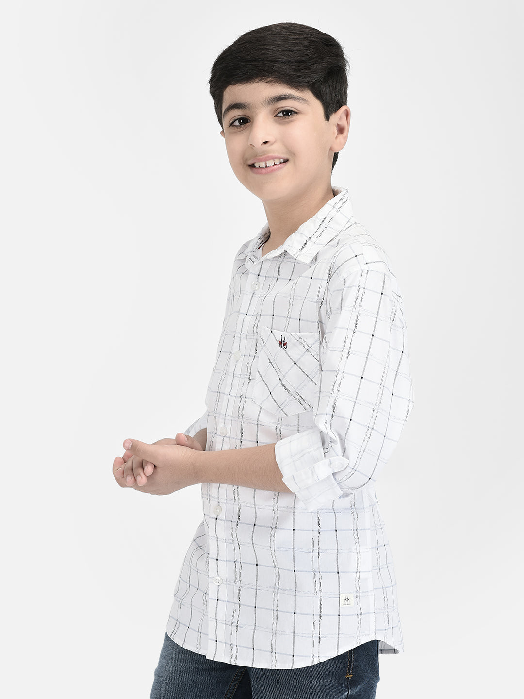 White Checked Shirt-Boys Shirts-Crimsoune Club