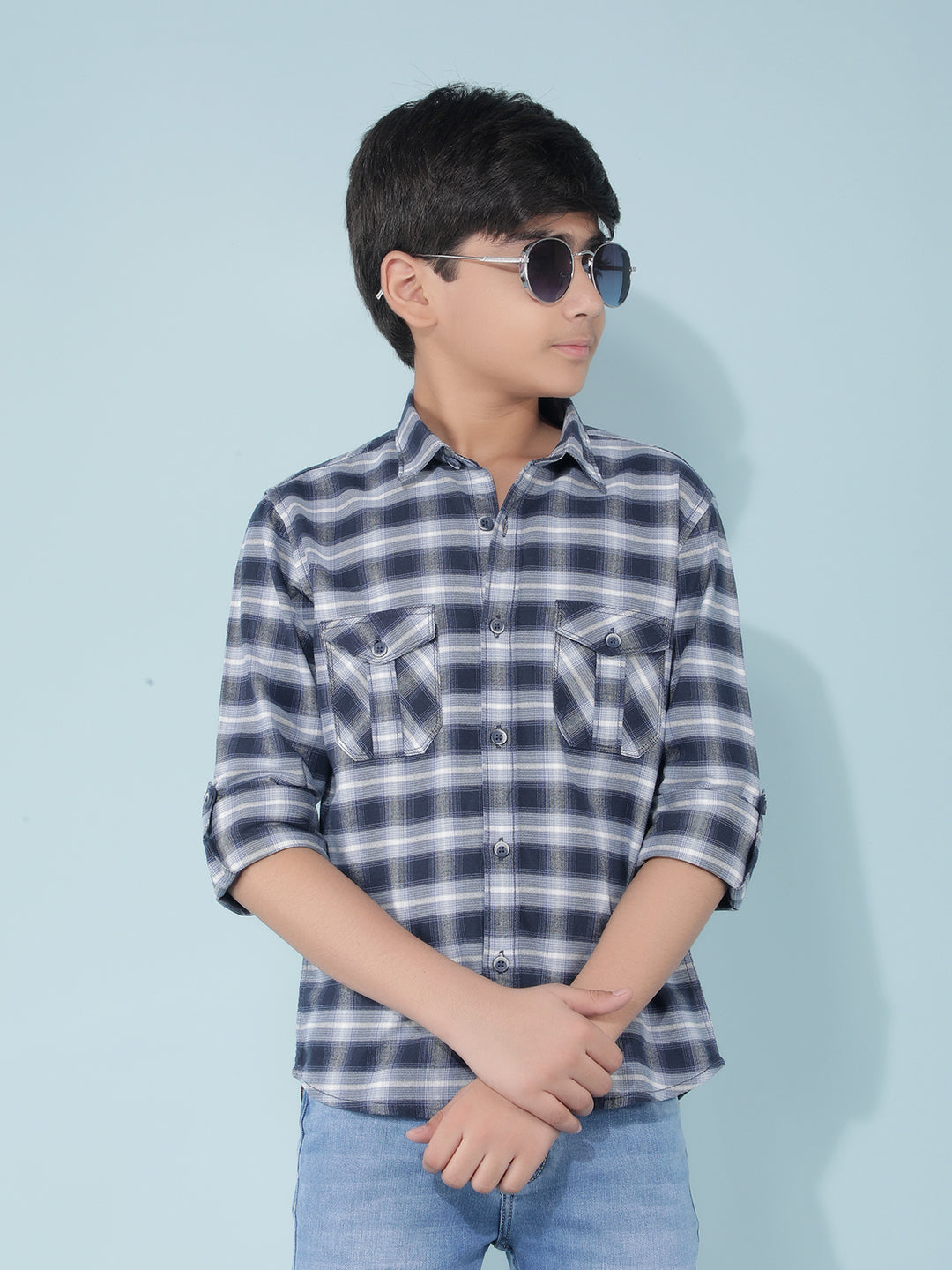 White Checked Shirt-Boys Shirts-Crimsoune Club