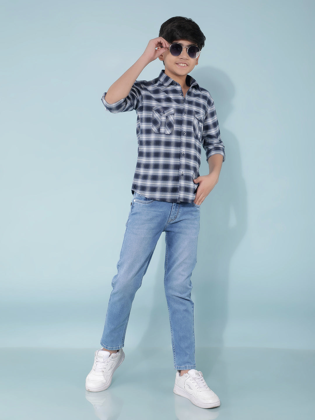 White Checked Shirt-Boys Shirts-Crimsoune Club