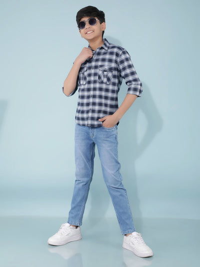 White Checked Shirt-Boys Shirts-Crimsoune Club