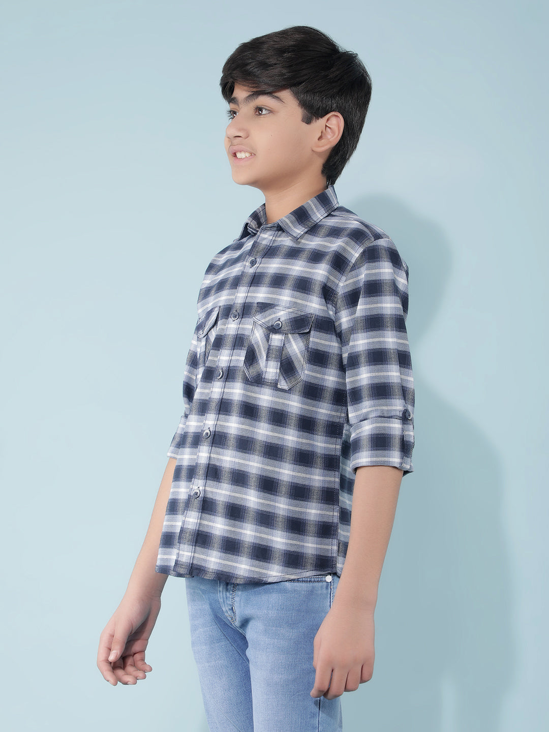 White Checked Shirt-Boys Shirts-Crimsoune Club