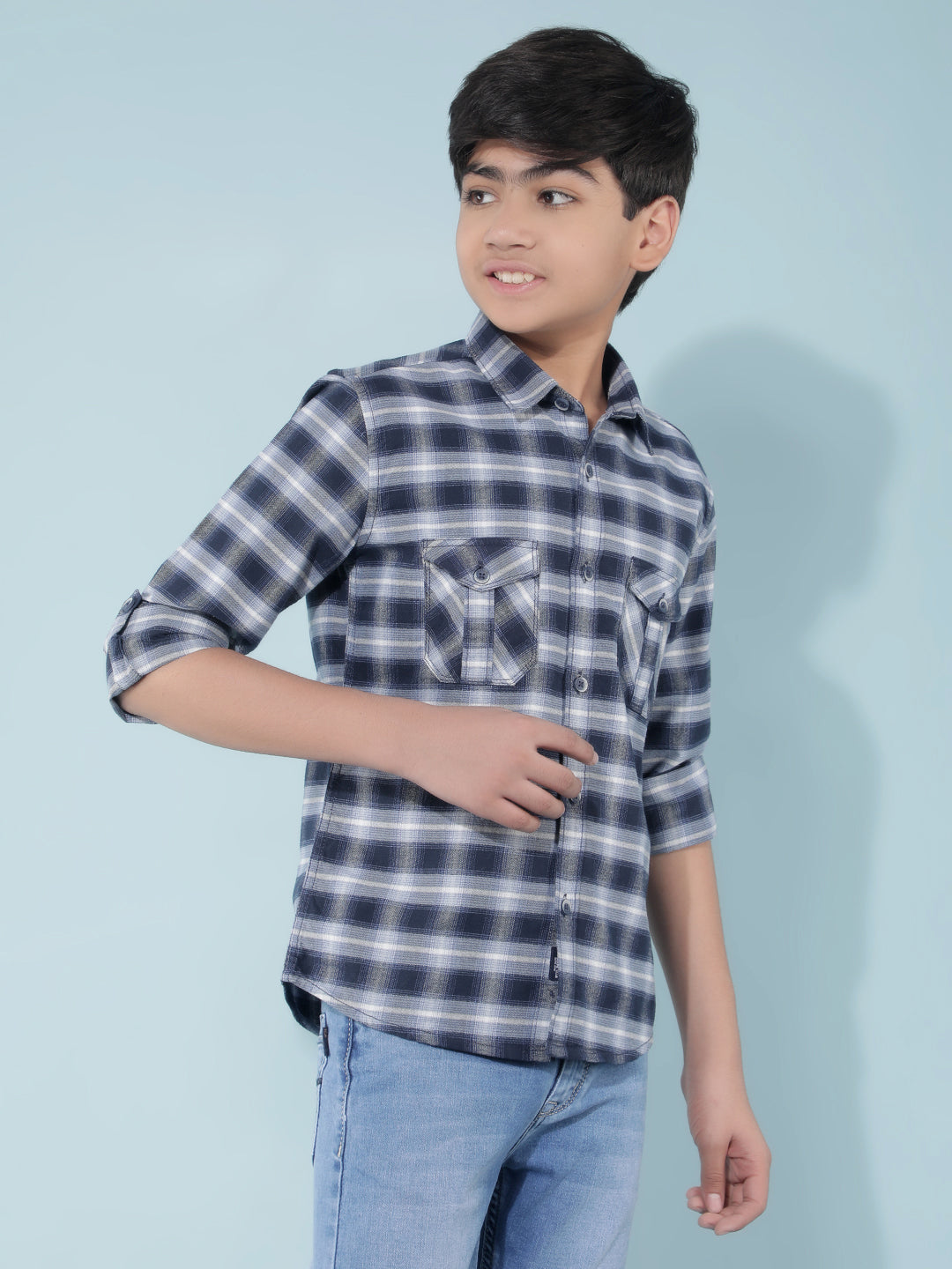 White Checked Shirt-Boys Shirts-Crimsoune Club