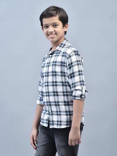 Blue Checked Shirt-Boys Shirts-Crimsoune Club