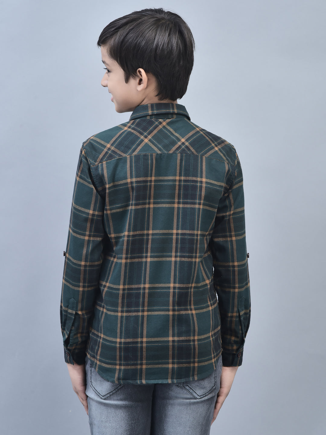 Green Checked Shirt-Boys Shirts-Crimsoune Club