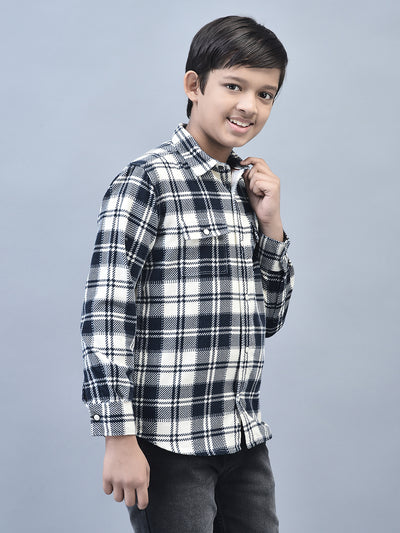 Navy Blue Checked Shirt-Boys Shirts-Crimsoune Club