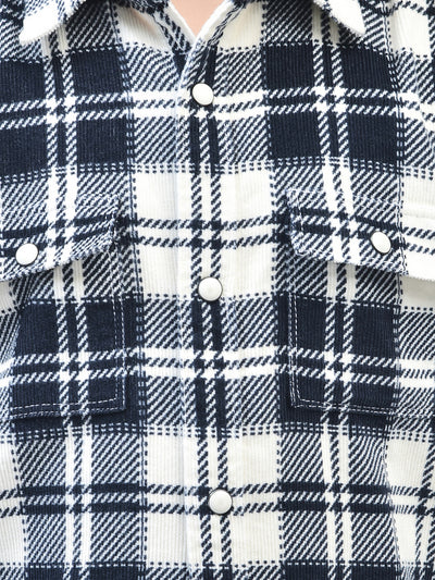 Navy Blue Checked Shirt-Boys Shirts-Crimsoune Club