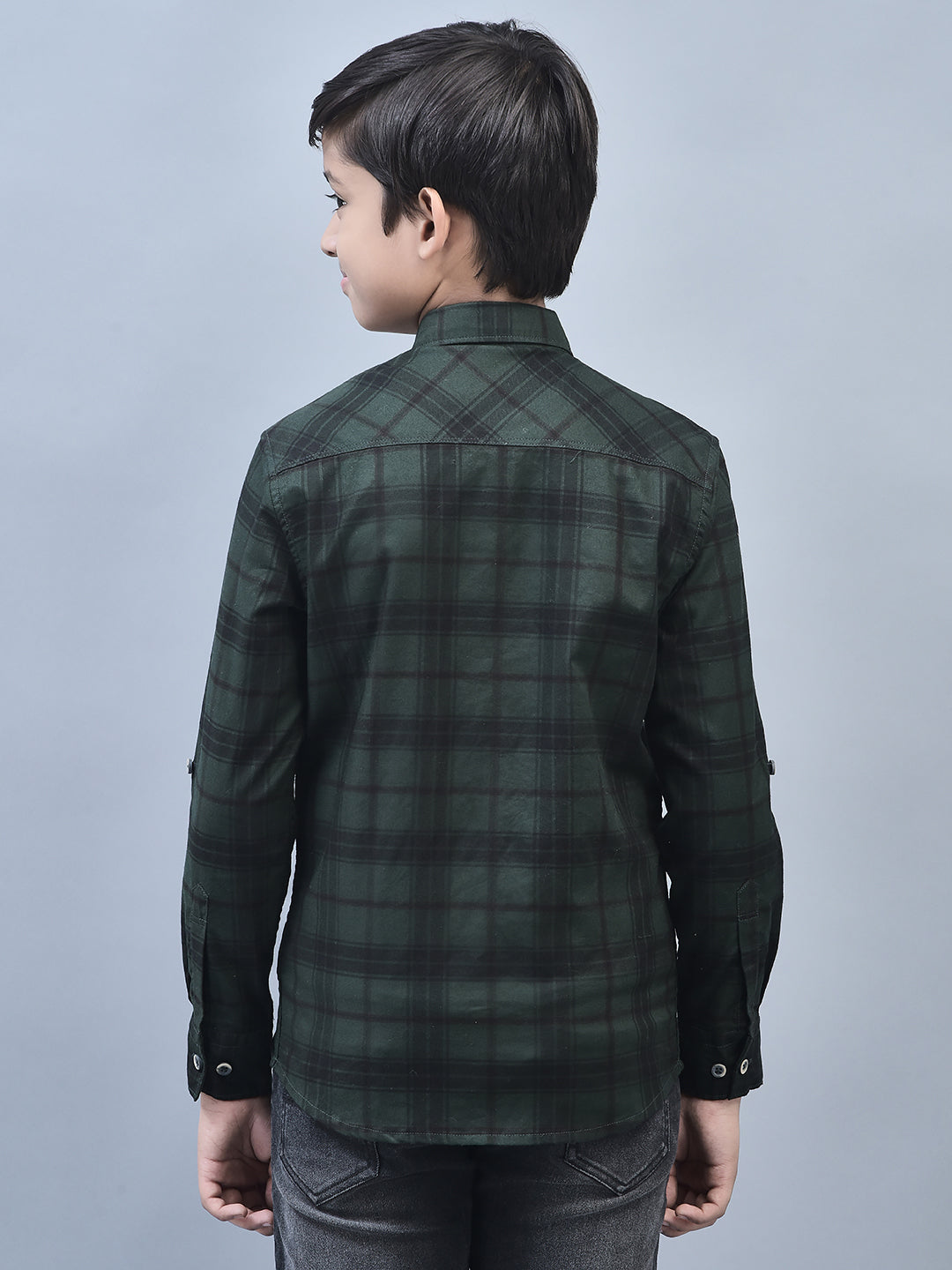 Green Checked Shirt-Boys Shirts-Crimsoune Club