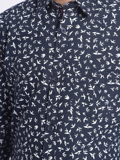 Navy Blue Printed Shirt-Boy Shirts-Crimsoune Club