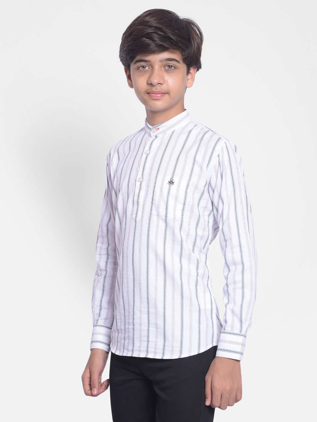 White Striped Kurta-Boys Kurta-Crimsoune Club