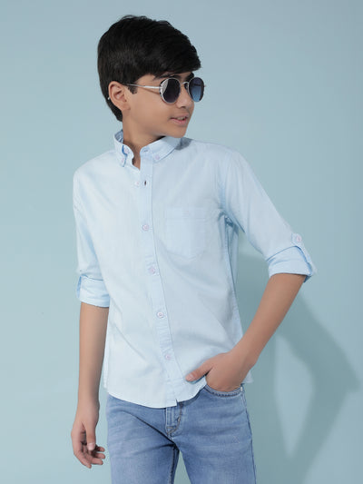 Blue 100% Cotton Shirt-Boys Shirts-Crimsoune Club