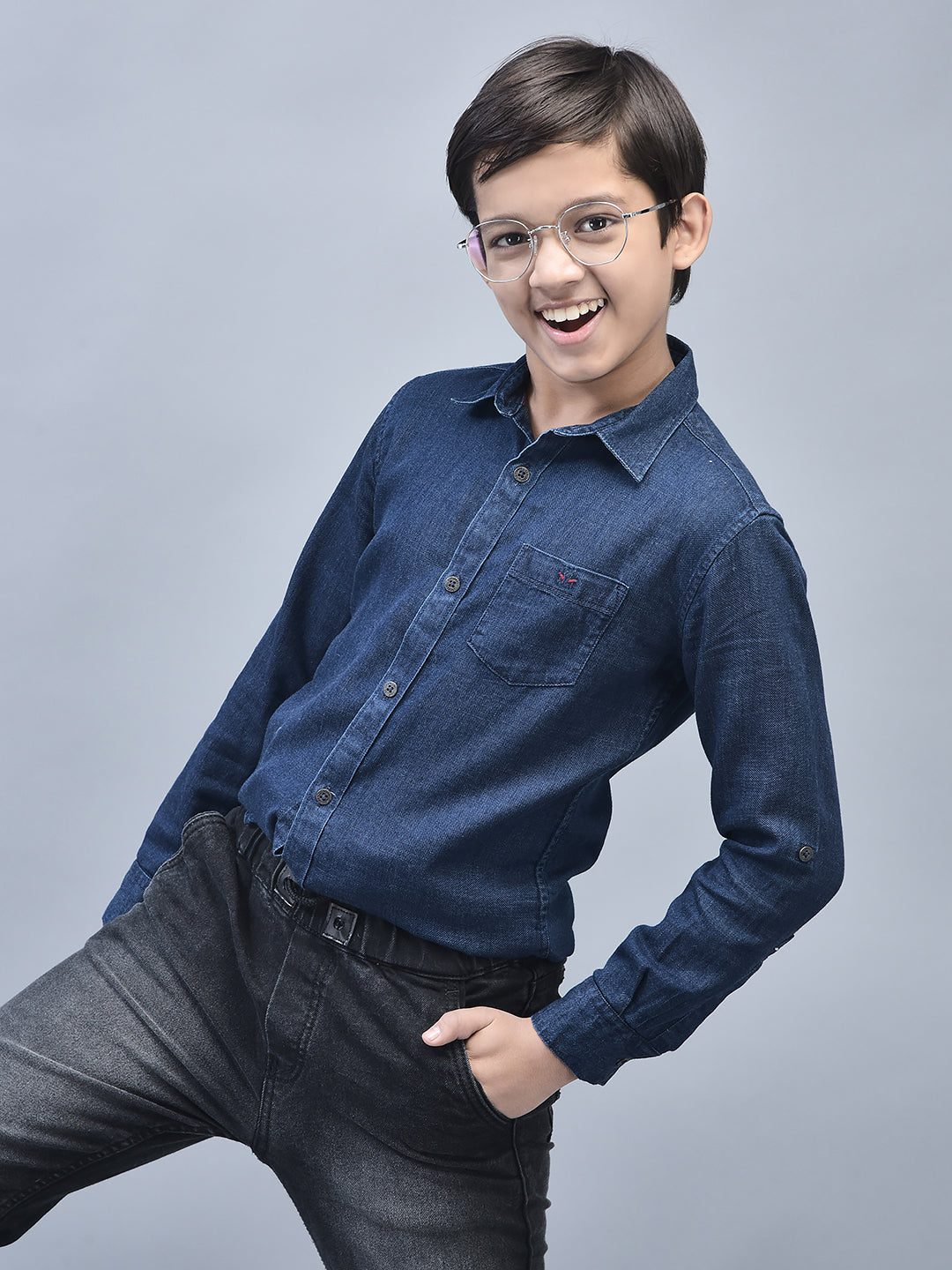 Navy Blue Shirt-Boys Shirts-Crimsoune Club