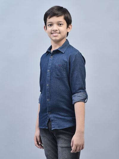 Navy Blue Shirt-Boys Shirts-Crimsoune Club