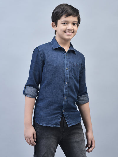 Navy Blue Shirt-Boys Shirts-Crimsoune Club