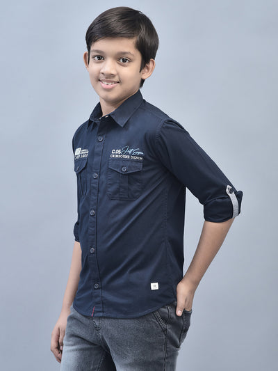 Navy Blue Shirt-Boys Shirts-Crimsoune Club