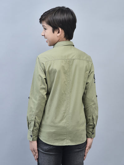 Olive Shirt-Boys Shirts-Crimsoune Club