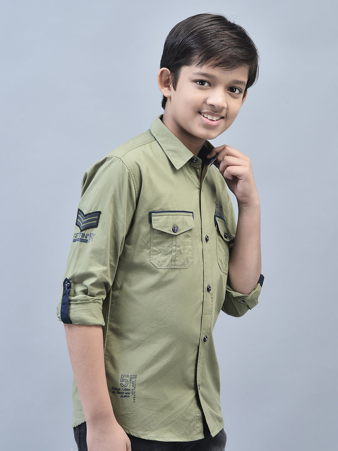 Olive Shirt-Boys Shirts-Crimsoune Club