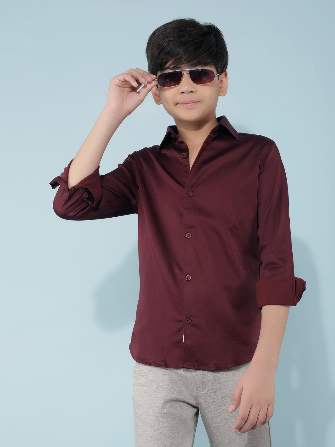 Maroon Shirt-Boys Shirts-Crimsoune Club