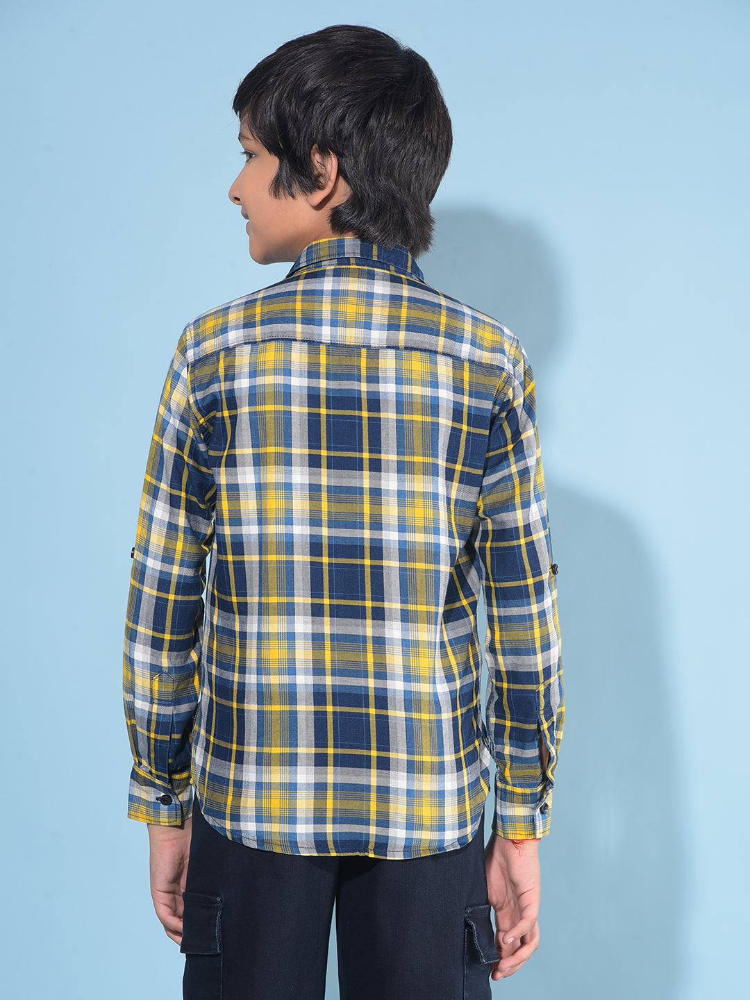 Mustard Tartan Check 100% Cotton Shirt-Boys Shirts-Crimsoune Club